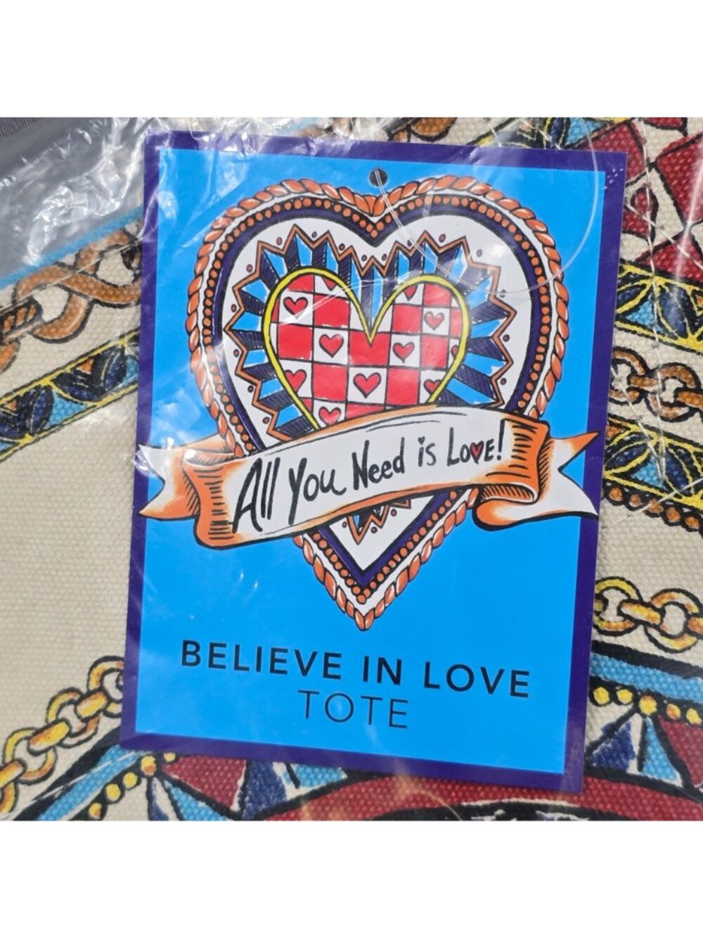NEW Brighton Tote Bag Believe In Love Multicolor Canvas - Picture 2 of 4
